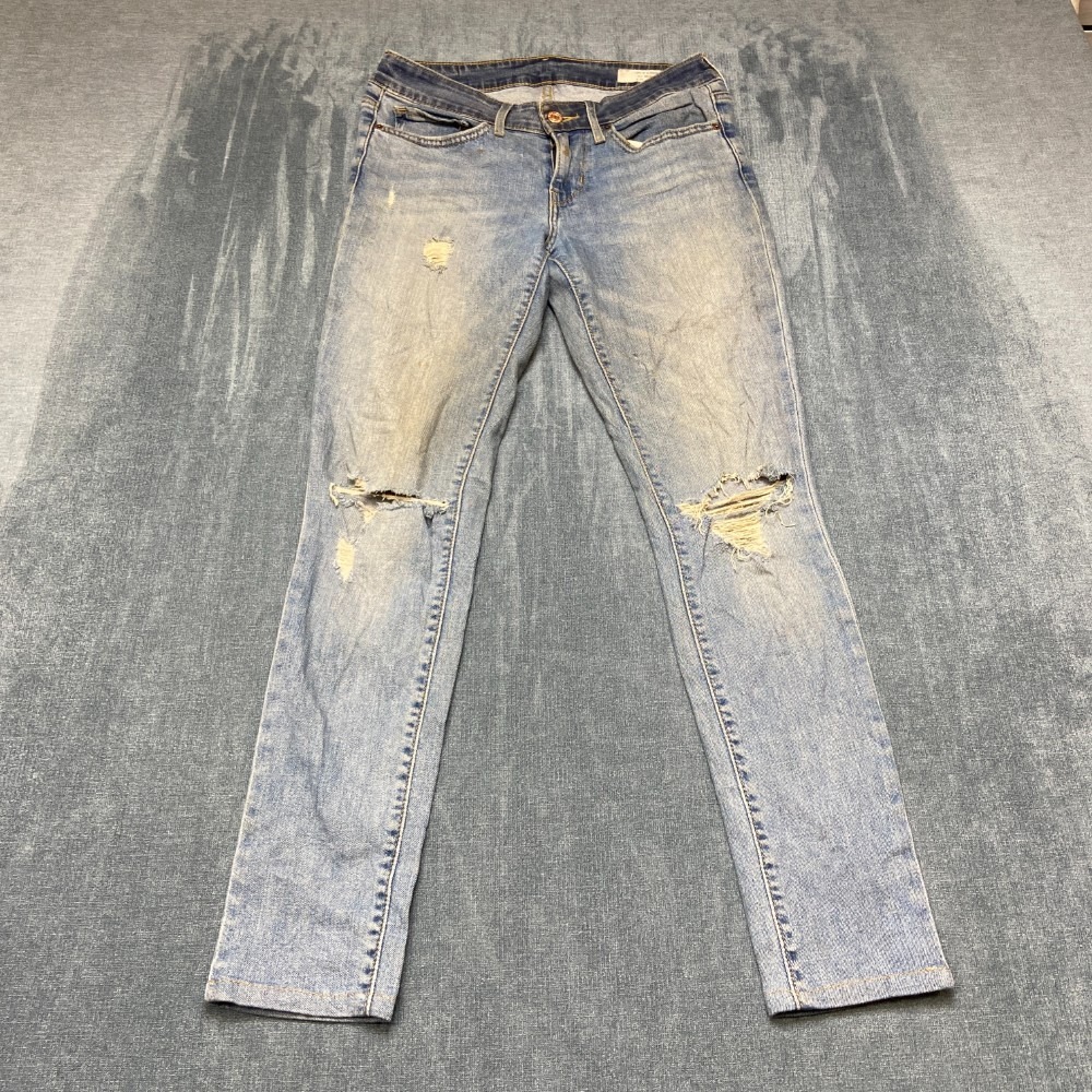VTG Levi's 711 Altered Jeans Womens 27x30 Blue Denim Cotton Stretch Distressed - Picture 8 of 13